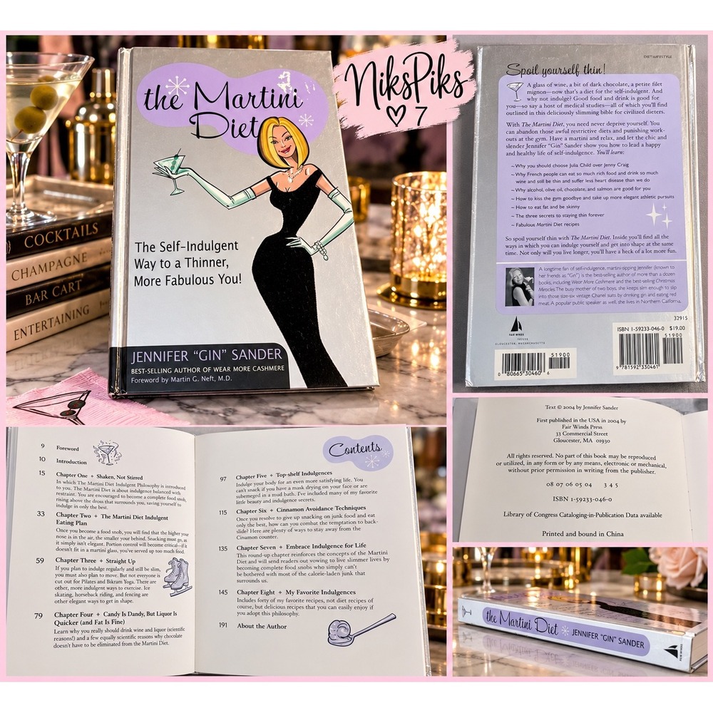 The Martini Diet Jennifer Gin Sander 2004 Hardcover Y2K Retro Diet Book